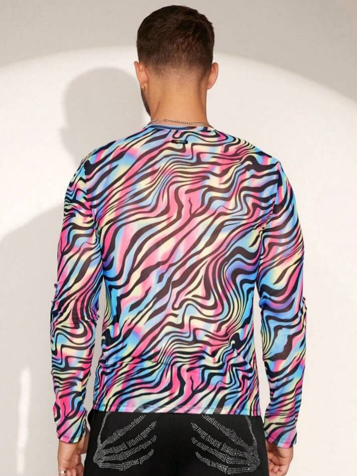 Bonga Boys Men's Digital Print Round Neck Long Sleeve Knitted T-Shirt